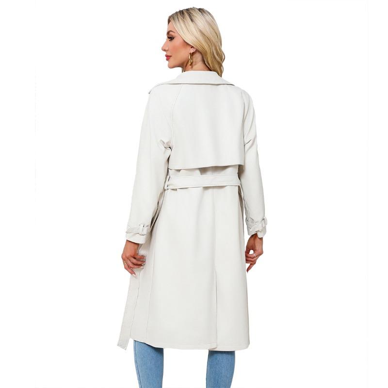 Trench coat da donna giacca lunga larga giacca di pelle da donna OVERSIZE giacca classica con bavero con cintura