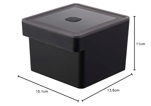 Yamazaki Jitsugyo 7738 Miso Pack Storage with Handle, Sealed Food Container, Black, Approx. W13.6 X D15.1 X H11cm, Tower with Bubble