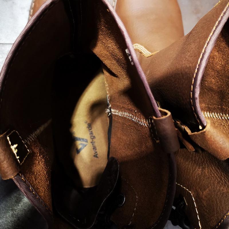 Oferta speciala: Cizme scurte din piele naturală - unisex retro călărie și stil Martin, respirabile și la modă