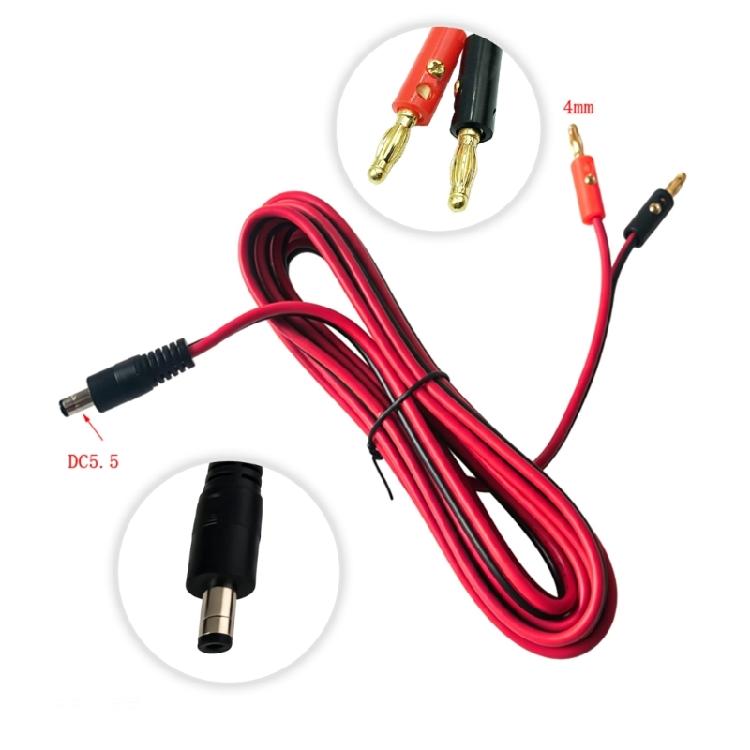 Câble DC5521 Mâle 14AWG vers Fiche Banane 4mm avec Disposition de Polarité Bicolore pour Travaux de Câblage en Laboratoire Scolaire et à Domicile