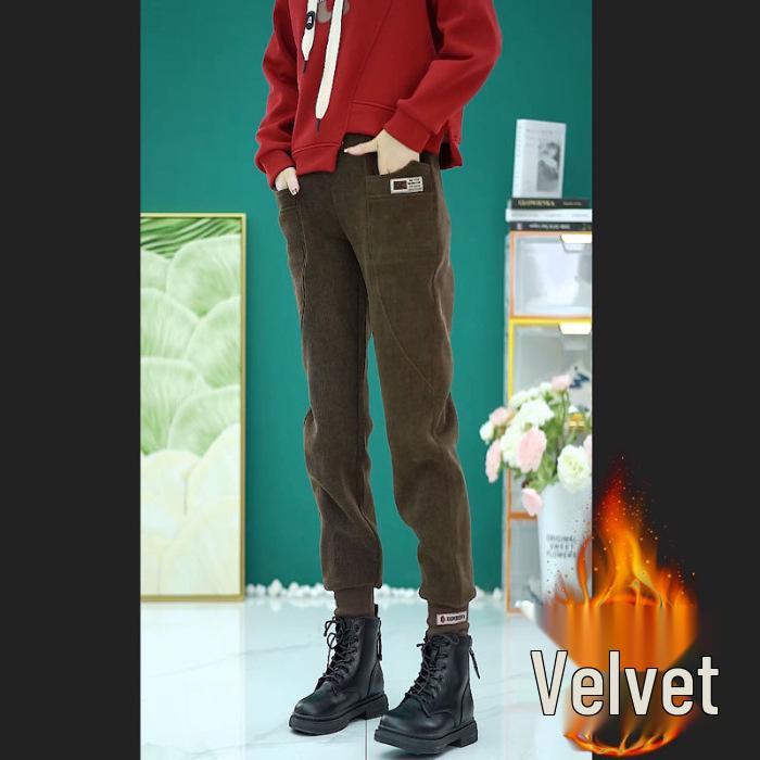 Women's European Cotton Fleece-Lined Thick Sweatpants: Autumn/Winter 2023, Loose Fit, Elastic Ankles, Warm Casual Trousers