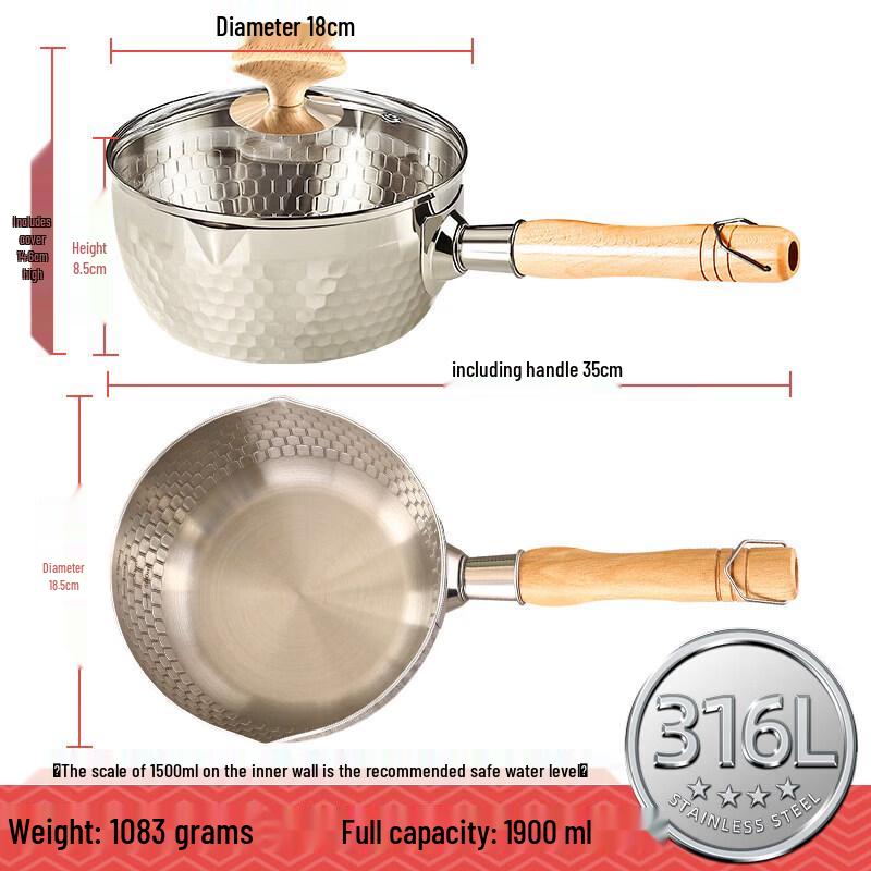 Qiwei 316 Stainless Steel Single-Serving Yukihira Saucepan