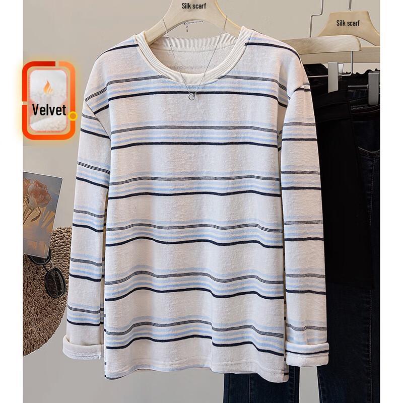 

Sibaishe Women s Striped Fleece Sweatshirt One Size