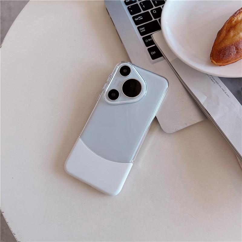 Transparent Double Color Montage Down Up Insert PC Case For Huawei Pura 70 Ultra Pro Plus Shockproof Back Cover Shell Protector