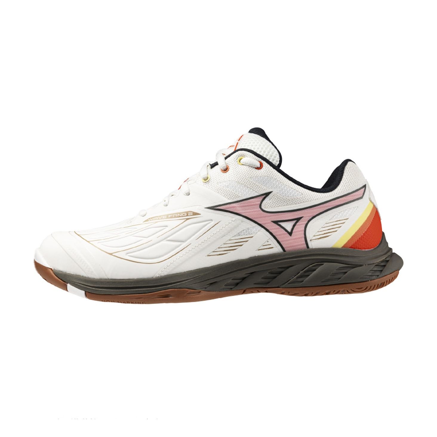 

Badminton Shoes Wave Fang 2 One Piece Model Fit Grip Stability Resilience Hard Hitter White x Orange x Brown cm 3E [Mizuno] 27.0