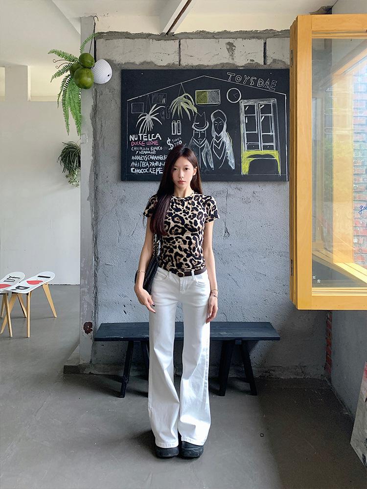 2026 New Arrival Leopard Print One-Shoulder Long-Sleeve Women's Top - Trendy European & American Early Autumn Fashion