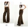 Women's Trendy Cotton Micro-Flare Casual Jeans with Patch Pockets and Deconstructed Design