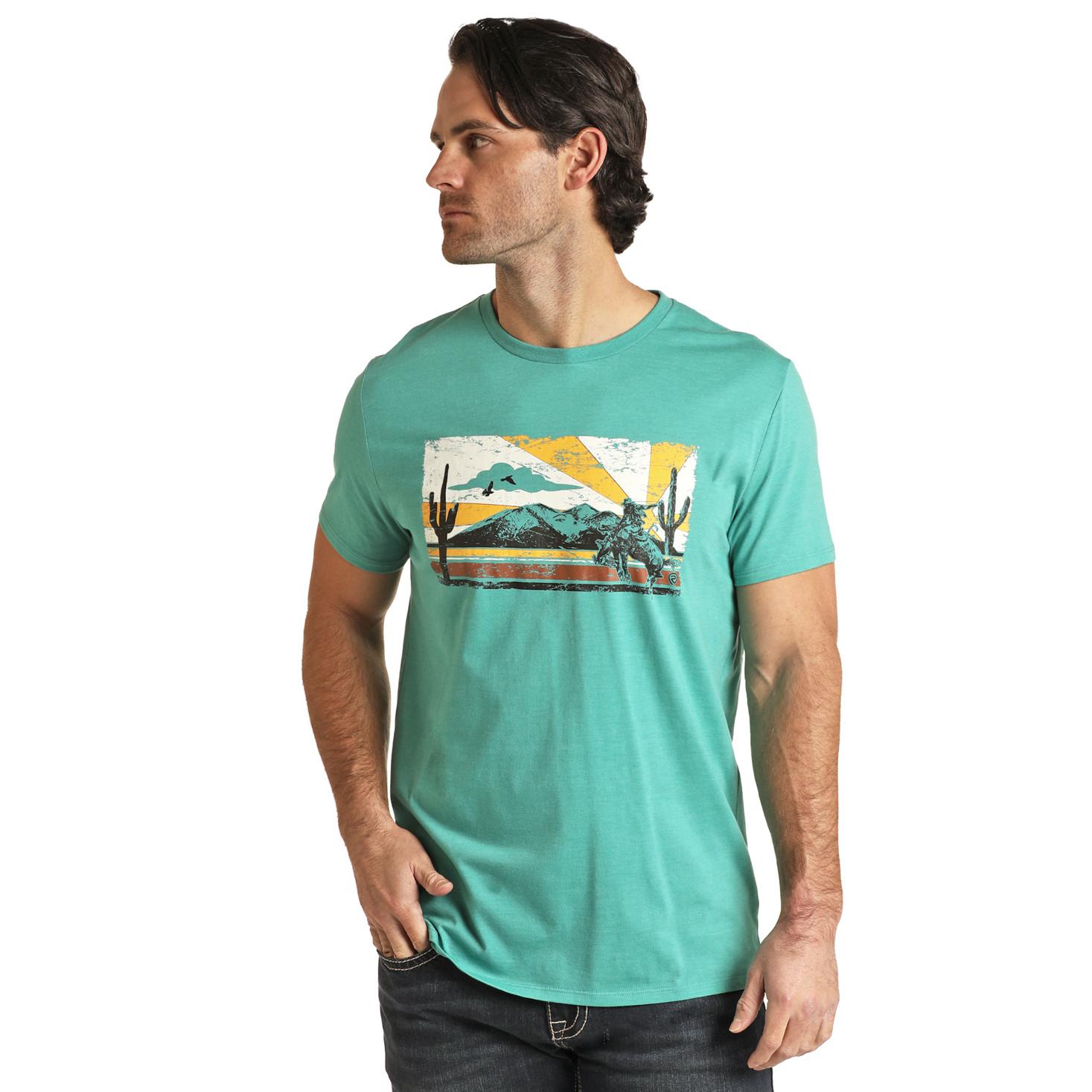 Panhandle Unisex Turquoise Bucking Horse Graphic Tee RRUT21R064-86 S