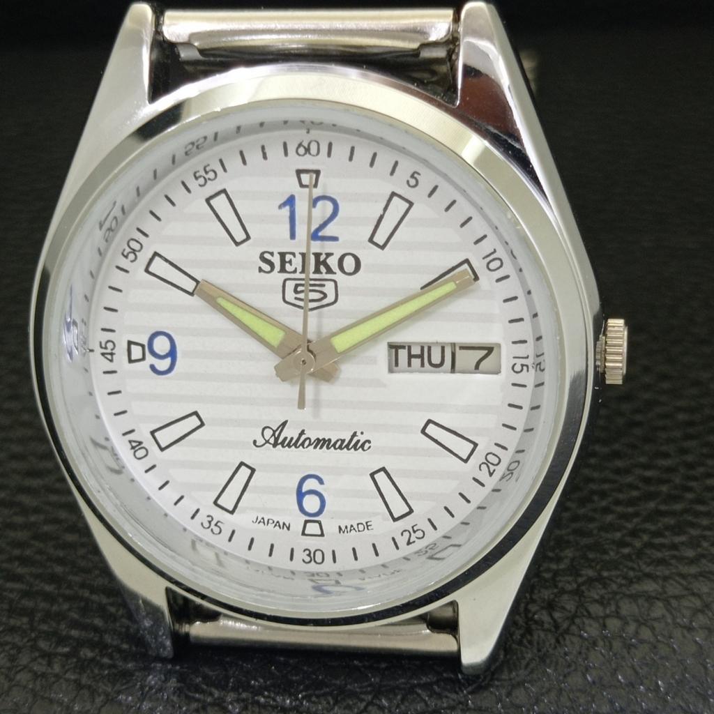 CLASSIC RESTORED SEIKO 5 AUTOMATIC JAPAN MENS WHITE COLOR DIAL WATCH a500160-2 R151a-a500160