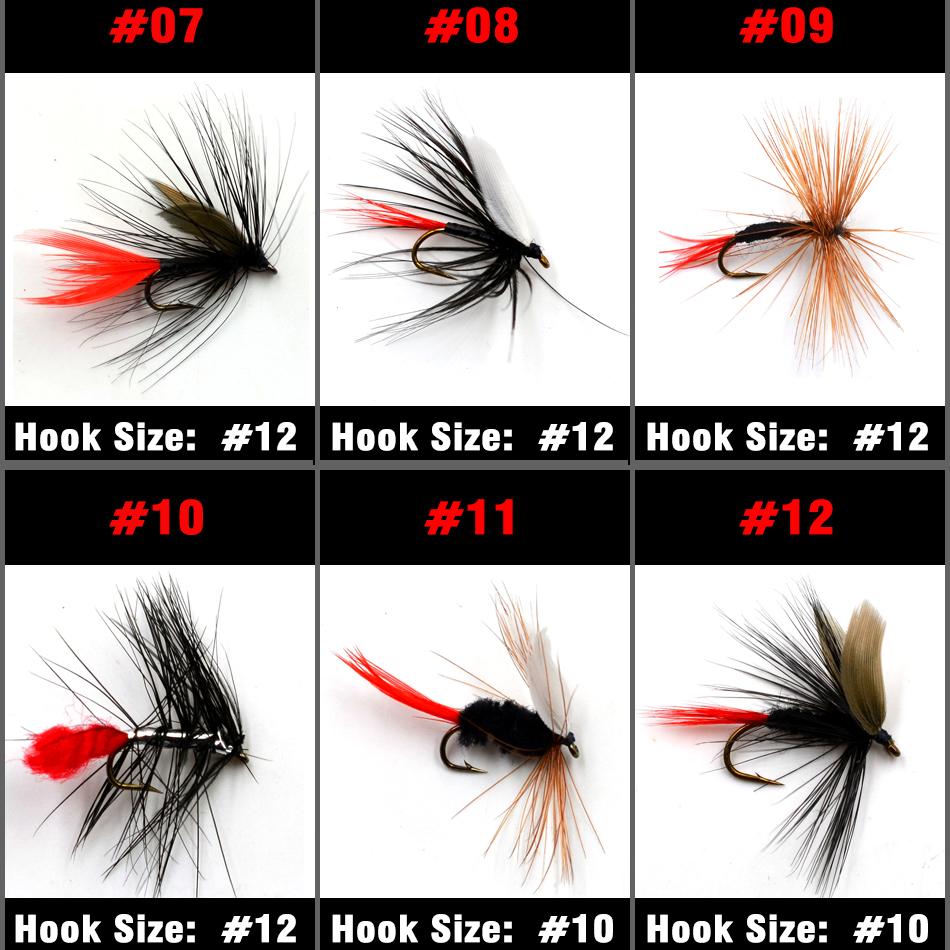 MNFT 10Pcs Various Dry Fly Fishing Lure Trout Salmon Dry Flies Fish Hook Size #6 #10 #12 Nymph Mosquito Lures Fishing Tackle