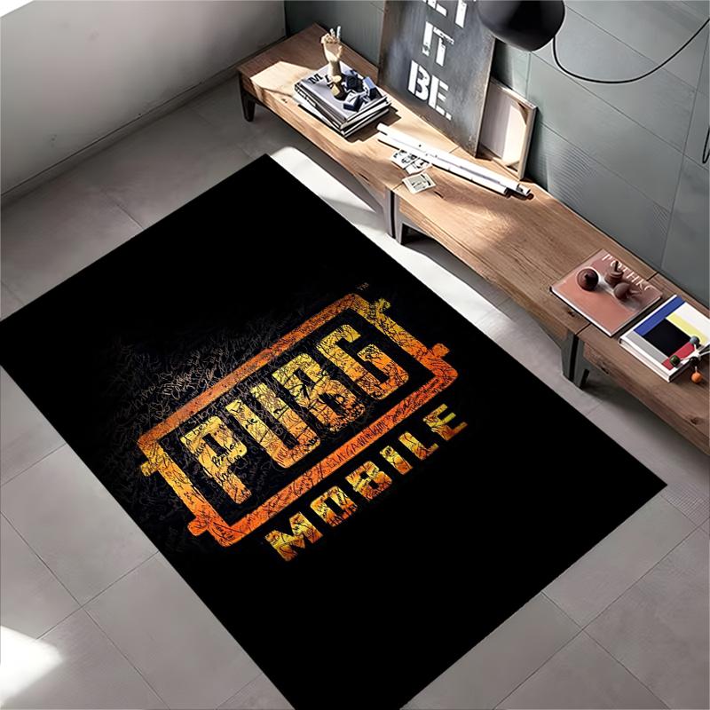 """Gaming-Teppich mit PUBG Mobile Logo, Schwarzer Hintergrund für Gamer" Geeignet für den Einsatz als Antirutschmatte für Wohnzimmer-, Schlafzimmer-Sofas"""