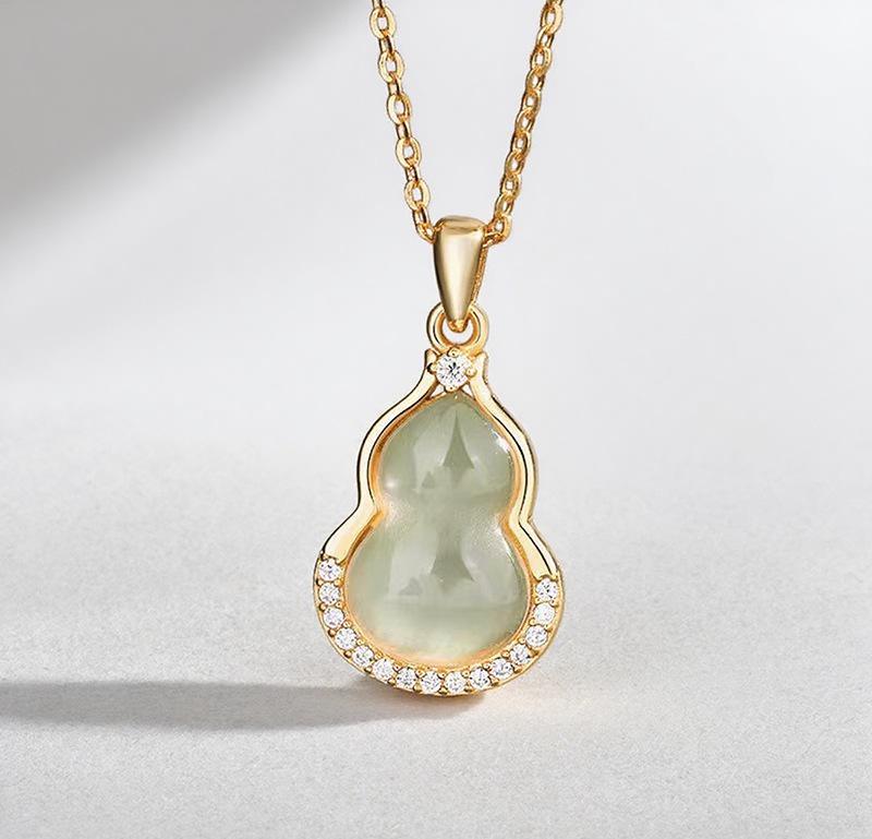 S925 Sterling Silver White Chalcedony Gourd Necklace - Light Luxury, Niche Temperament, New Chinese Style Jewelry 2025 925 Silver