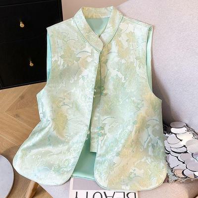 New Vest Vest Retro Disc Buckle Sleeveless Jacquard Vest Women's Vest