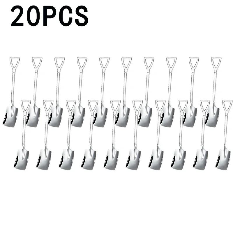 Vintage Shovel Design Stainless Steel Coffee Spoon Creative Ice Cream Cake Watermelon Dessert Multipurpose Kitchen Tool Unique