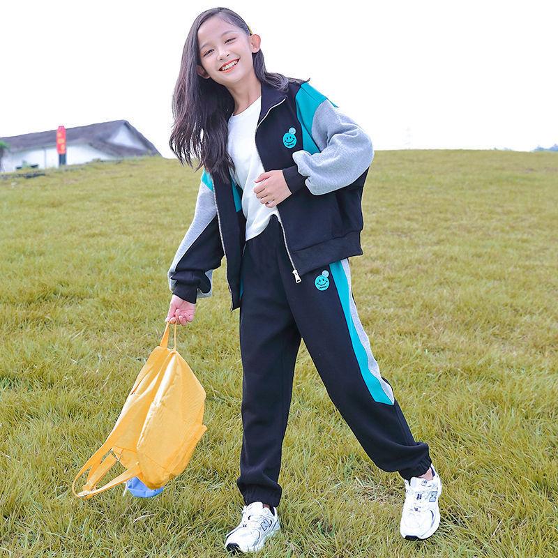 

Трендовый спортивный костюм из двух частей для девочек весна/осень 2025 года - Стильная детская мода 140cm