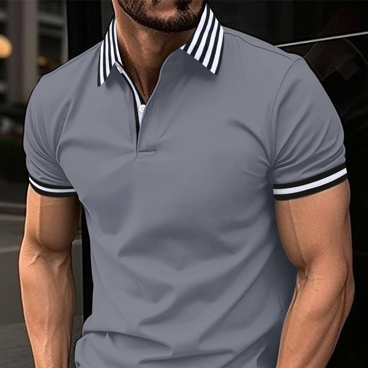 

Мужская мода горизонтальный машинный воротник пуговицы вниз воротник хенли спортивный топ XL серый