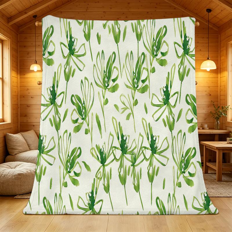 Flannel Blanket – Soft Hemmed Throw, Floral Design, Skin-Friendly Sofa Cover, Ideal for Halloween & Christmas, Warm Home Decor To Add Cozy Vibes