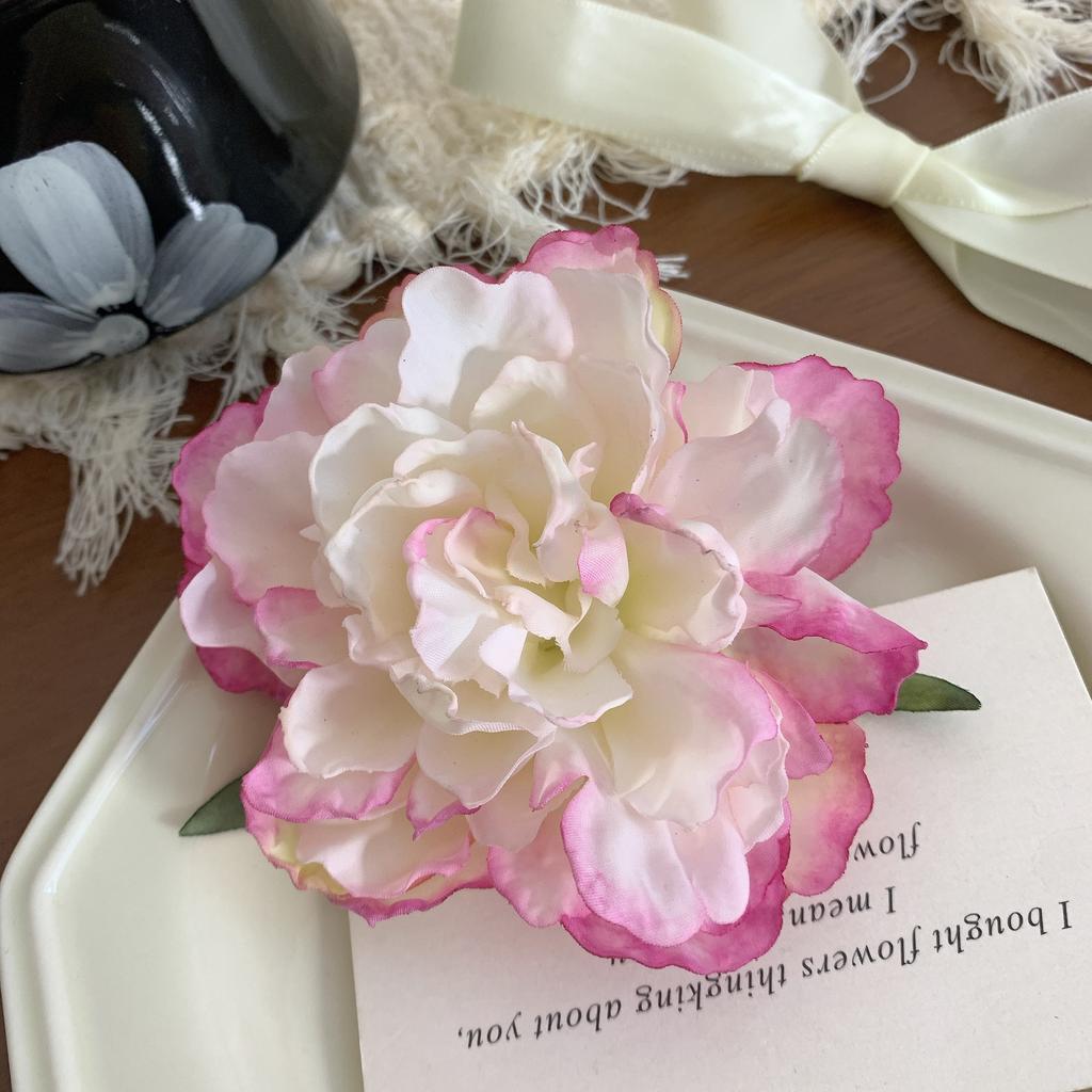 1pc women's artificial peony camellia flower hairpin, large resort style duckbill clip flower side clip hair ornament headdress