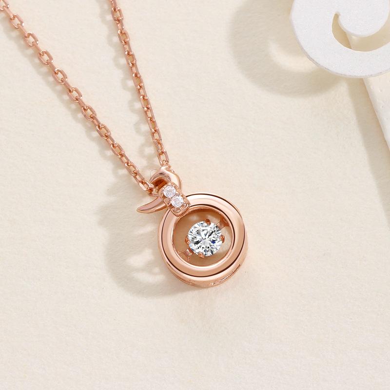 Sterling Silver Dynamic Ring Necklace - Simple, Fashionable, Versatile, Light Luxury Style for Women 925 Silver розового золота