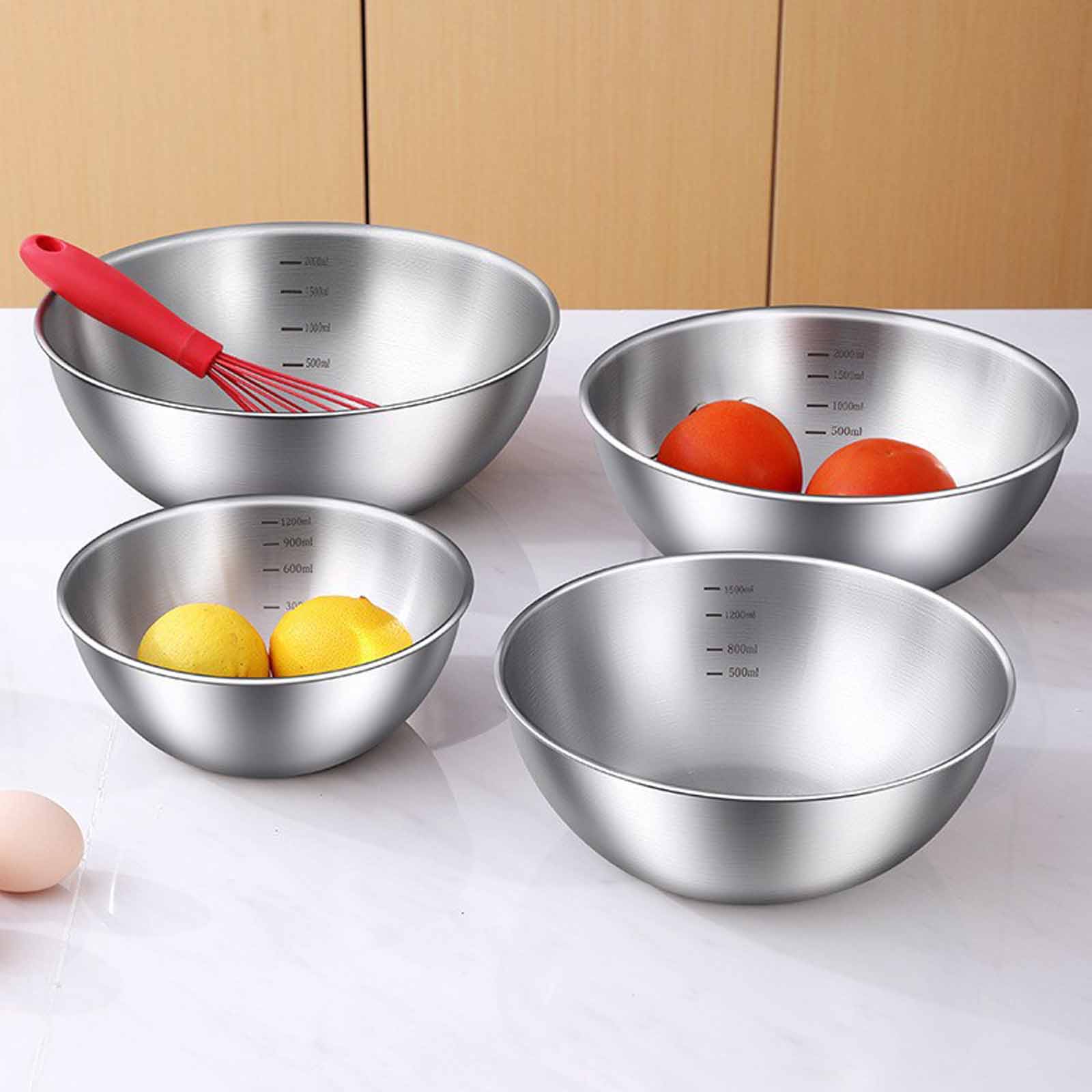 

Salad Bowl with Scale, Large Mixing Bowl, Kitchen Cooking Wash Basin, Baking Bowl, Multi,Purpose Egg Whisking Bowl One Size срібний