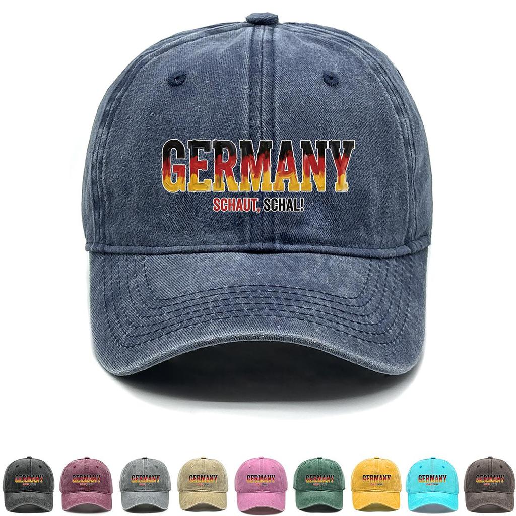 Baseball Hat With "GERMANY" "SCHAUT, SCHAL" Flag Printed , Adjustable Sun Hat Sporting Fashion Raw Brim Cozy Dad Hat