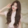 Japanese and Korean Style Women’s Long Wavy Wig with Middle Part Tea Brown Synthetic Full Wig