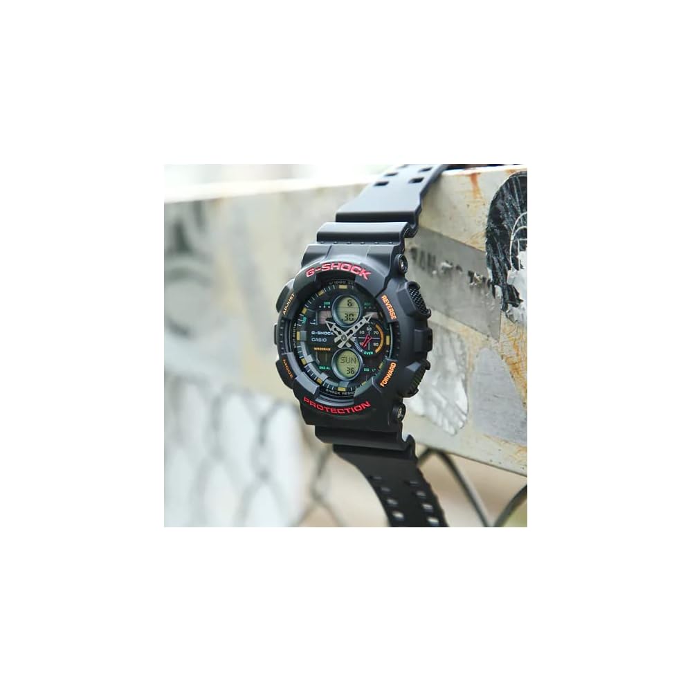 Casio G-Shock GA-140-1A4 Analog-Digital Watch Shock Resistant Black Red