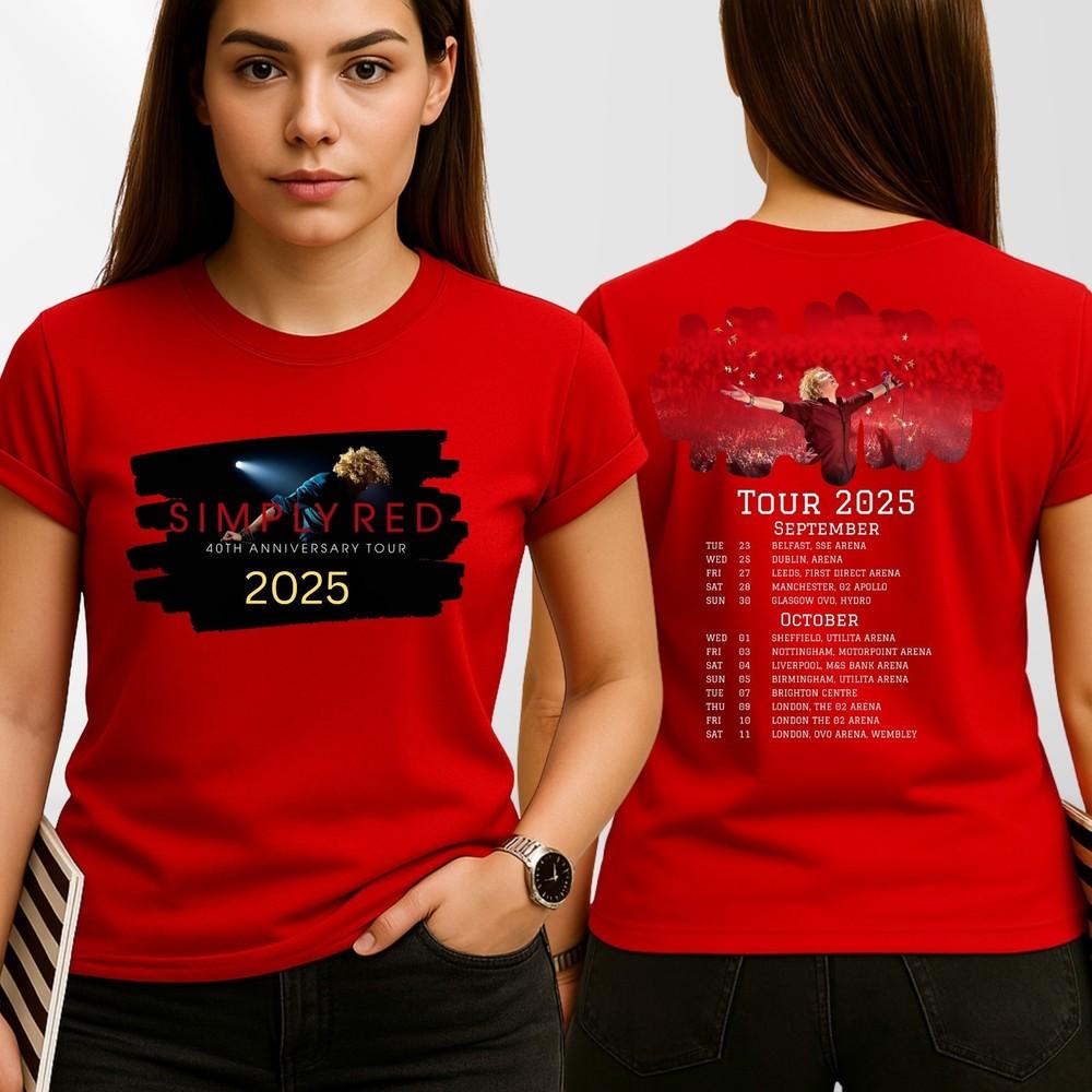 Simply Red 40th Anniversary Tour 2025 3D Front back T Shirt For Unisex Unisex S