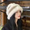 Autumn and Winter Thickened Warm Women Show Small Face Knitted Bucket Hat Popular Tide Hand Woven Plush Hat
