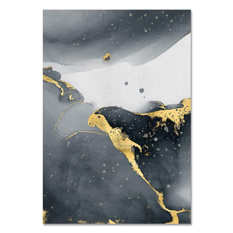 Aquarelldruck, modernes Bild, abstraktes Glod-Schwarz, Poster und Drucke für Wohnzimmer, Wandkunst, Leinwand, Ölgemälde, Dekor, Zuhause