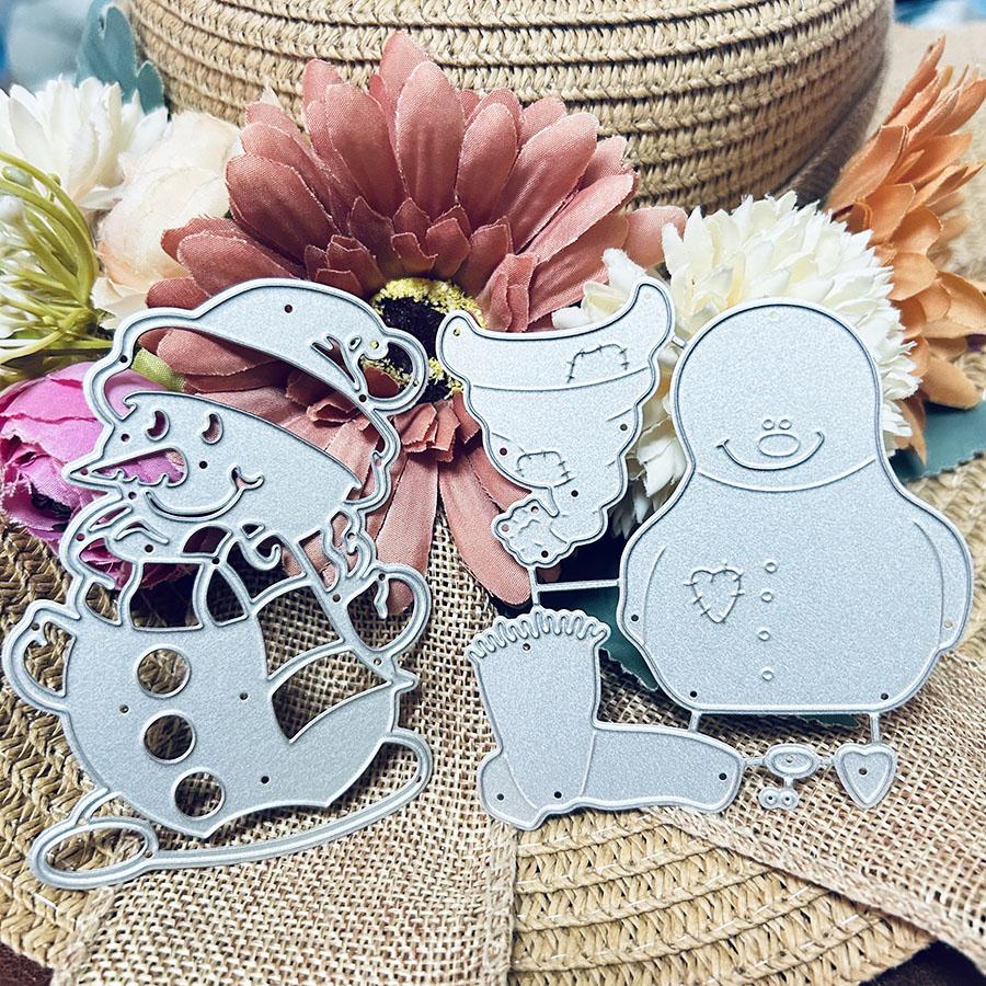 2pcs/set Christmas Snowman Metal Cutting Dies Stencil for DIY Scrapbooking Photo Album Embossing Paper Cards Crafts Diecuts