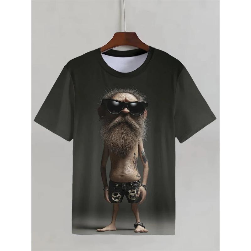 Summer Round Neck 3D Funny Pattern Print Top Fashionable Casual Short Sleeved Men's T-shirts