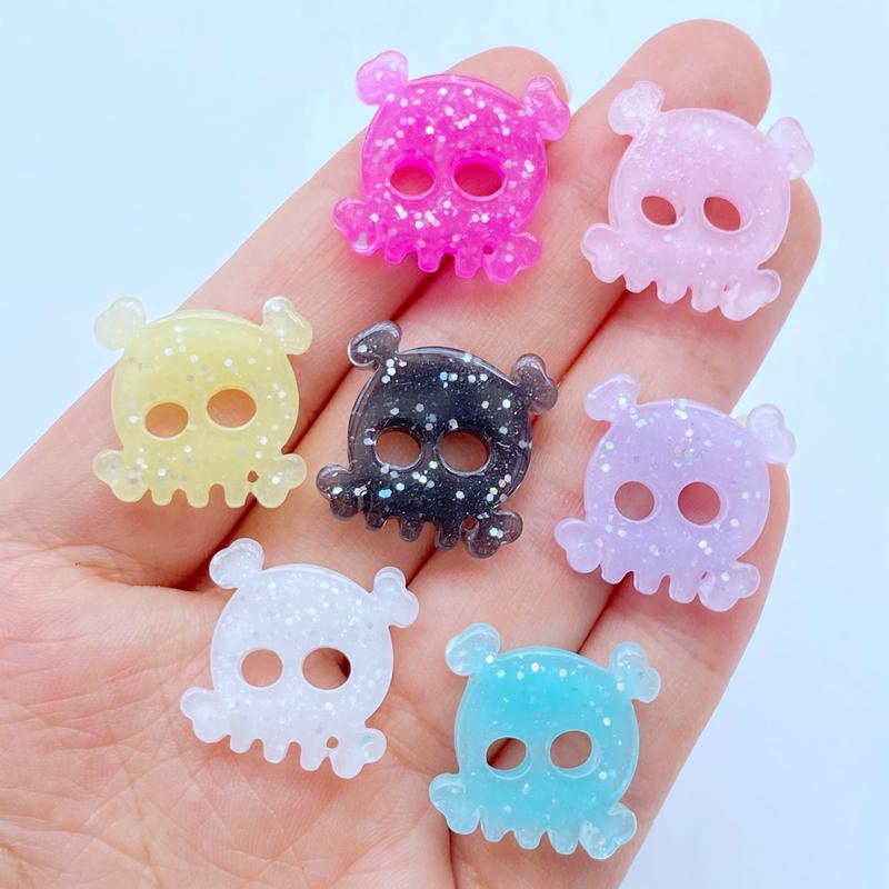 10Pcs New Cute Mini Halloween Skull Series Flat Back Resin Cabochons Scrapbooking DIY Jewelry Craft Decoration Accessories