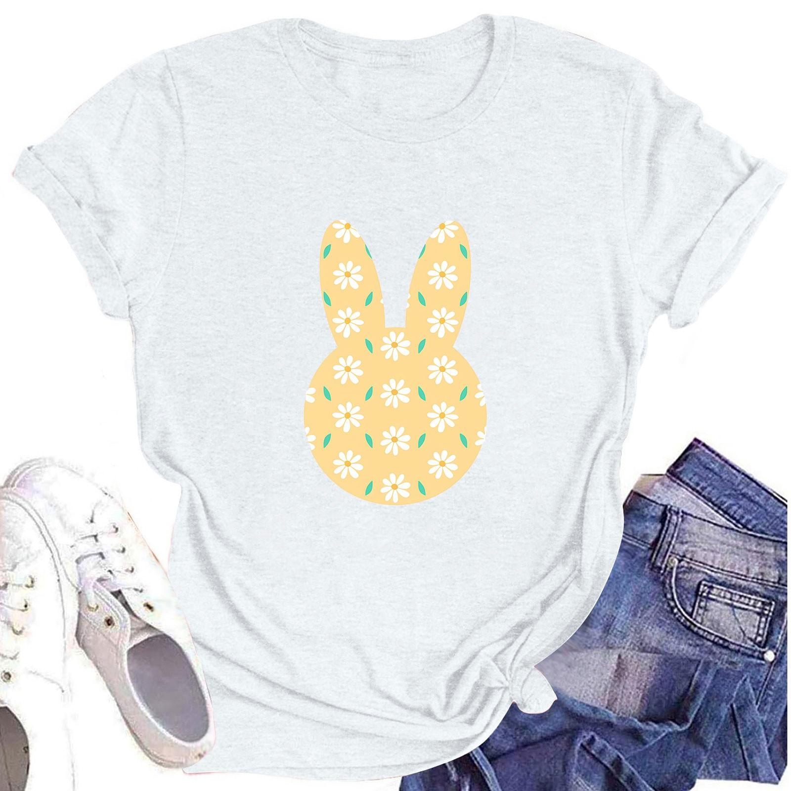 

Женская повседневная футболка с коротким рукавом и круглым вырезом с пасхальным принтом S белый