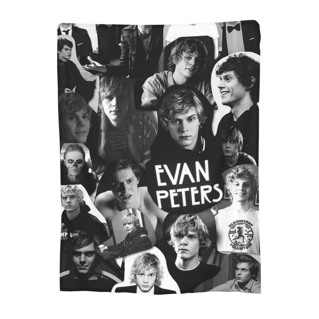 Evan Peters Pattern Blanket Flannel Sofa Throw Blanket Portable Throw Blankets for Couch Bedding Outdoor Throws Bedspread Quilt