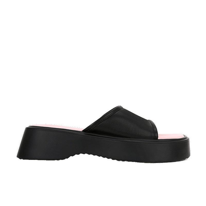 Chaussures à la mode et simples à tête ronde, semelle épaisse, surface large, pantoufles décontractées à une pédale pour femmes, été