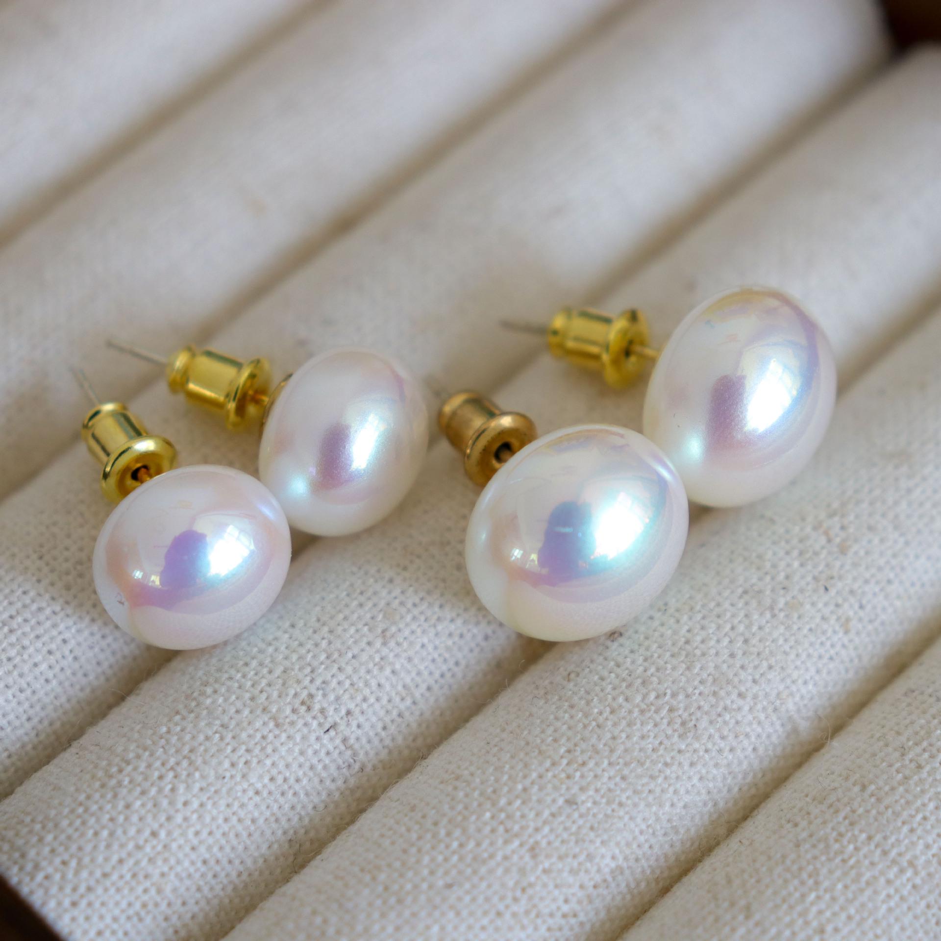 

Retro Colorful Pearl Sterling Silver Clip-On Earrings for Women