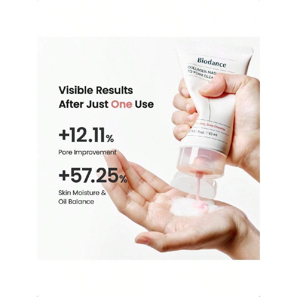 Biodance Collagen Mask To Foam Cleanser 150ml | 2-In-1 Pore Mask And Hydrating Foaming Facial Cleanser For Sensitive Skin, Oily Skin,