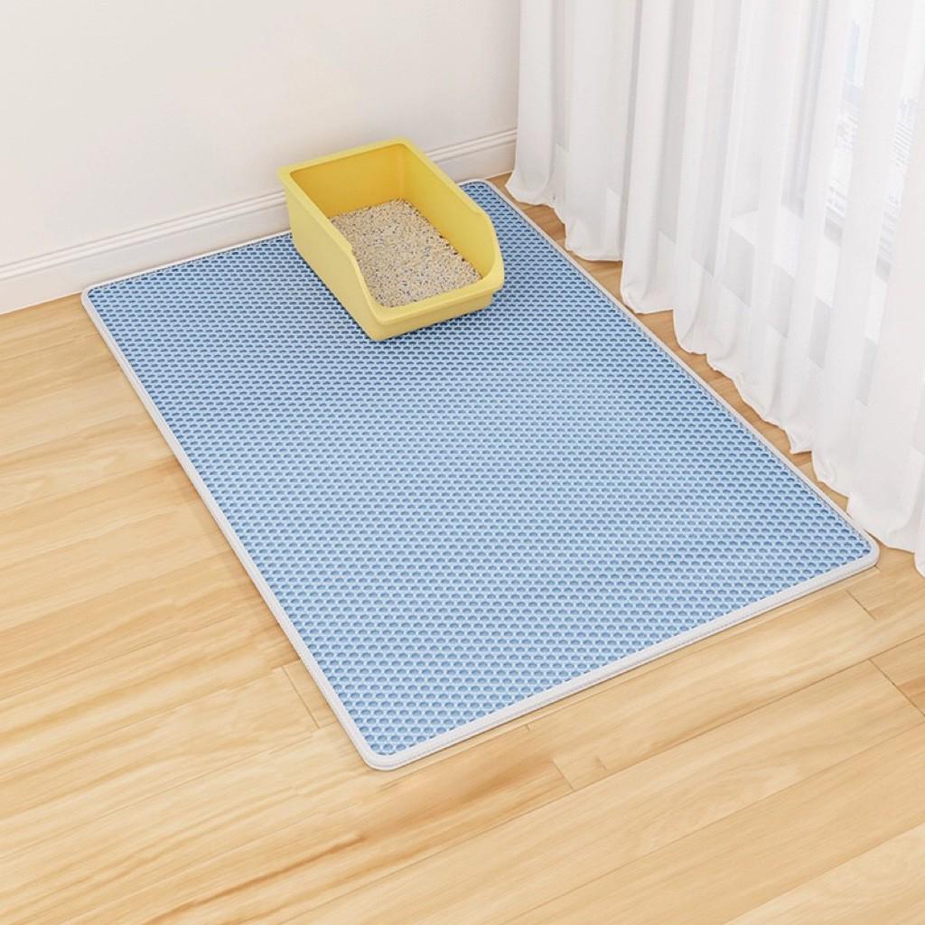 Extra-Large Double-Layer Anti-Splash Cat Litter Mat with Velcro