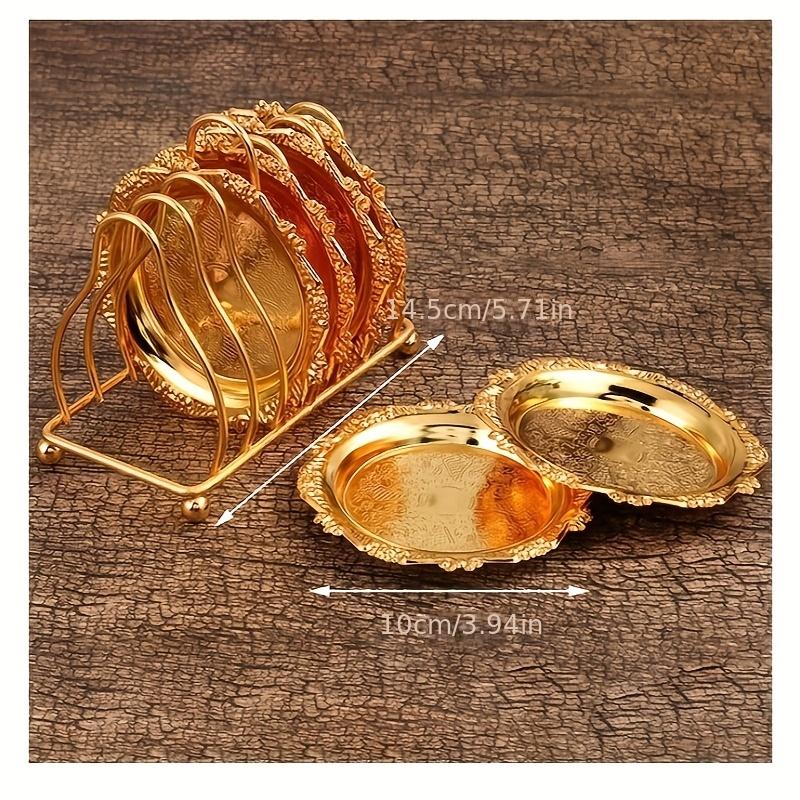 7 Pezzi Vassoio con Rosa Embossata Vintage Portabicchieri Creativo Piatto per Snack Set di Stoviglie Portacandele Decorativo per Tavolino da Caffè Vassoio