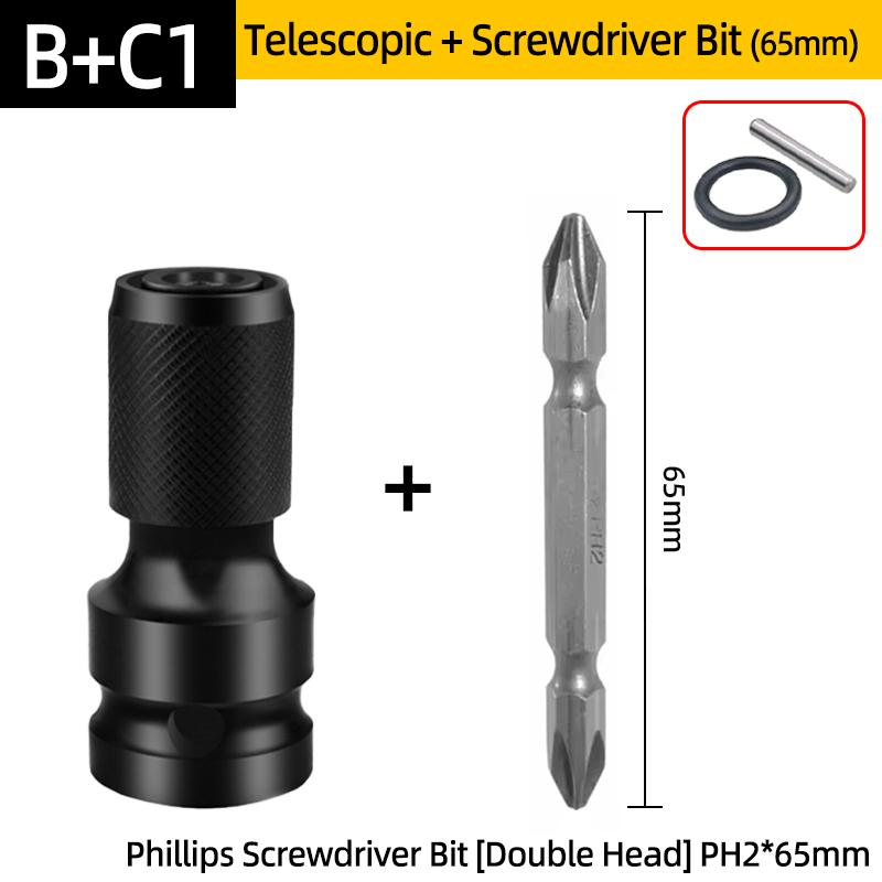 PH2 Phillips Screwdriver Bits Cross Head Magnetic 50/100/150mm Hand Tool 1/2” Square To 1/4” Hex Wrench Socket Adapter Converter