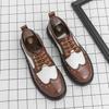 Trend Leather Platform Shoes For Men Classic Brogues Chunky Social Leather Shoes Man  Derby Casual Business Shoes
