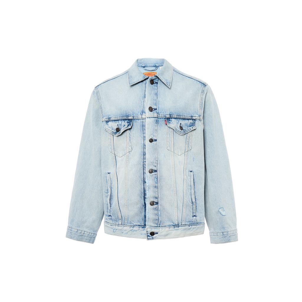 Levis Gewaschene Zerrissene Jeansjacke Herren Jacken Denim-Blau 85248-0026