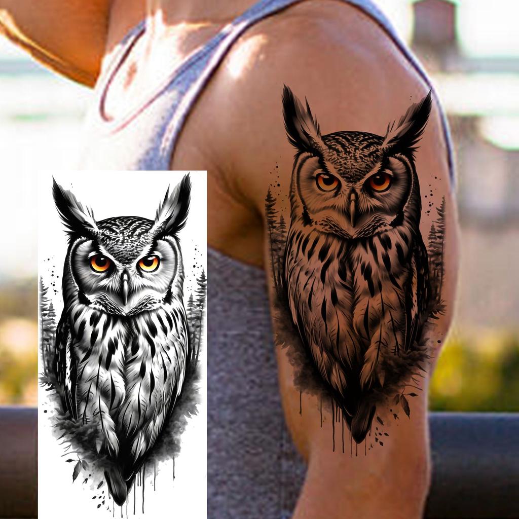 1 Sheet Creative Lion Tiger Family Temporary Tattoos Realistic Eagle Owl Animals Tatoos Waterproof Fake Tattoo Sticker Last Long