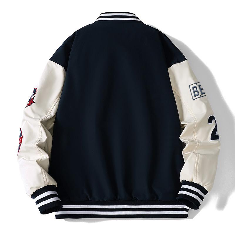 Flocked Embroidered Baseball Collar Jacket for Men and Women, Spring and Autumn New American Casual Loose Jacket