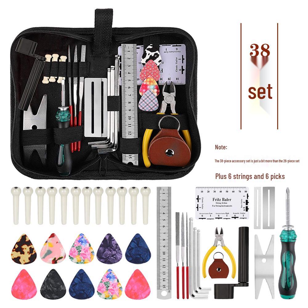 Guitar Repair & Maintenance 38-Piece Kit: Comprehensive Musical Instrument Care Set JT-038