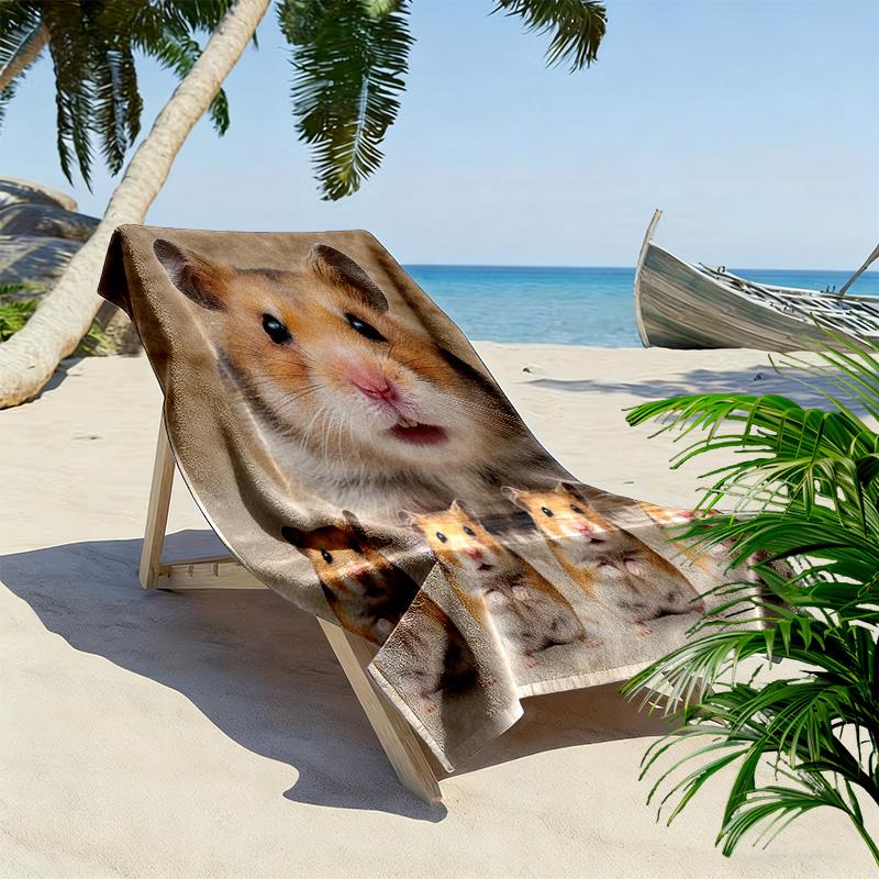Hamster and Rat Print Beach Towel, Large Soft Quick Dry Towel for Beach Camping Swimming