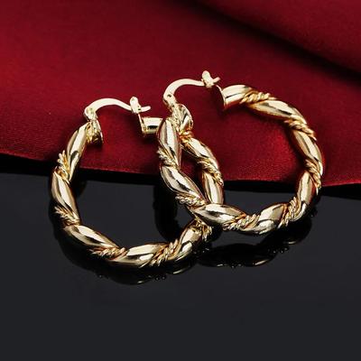 925 Sterling Silber Seil Runde 4cm Ohrringe hohe Qualität 18K vergoldet Modeschmuck