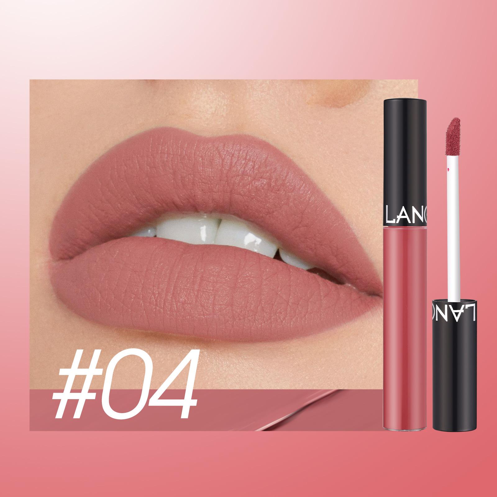 

12 цветов матовой помады, водонепроницаемая чашка с антипригарным покрытием, матовый матовый макияж губ, подходит для ежедневного использования 04