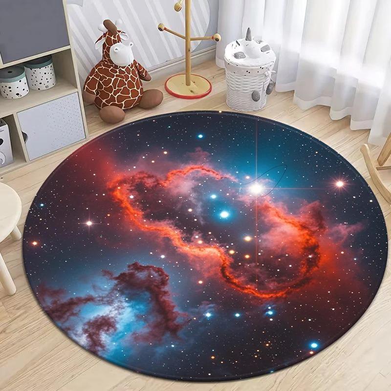 Cosmic Astronomy Lover Galaxy Round Soft Non-Slip Durable Floor Mat Living Room Classroom Home Planetarium Rug